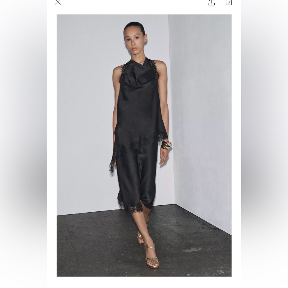 Zara Satin Effect Black Skirt- New With Tags. In store now!